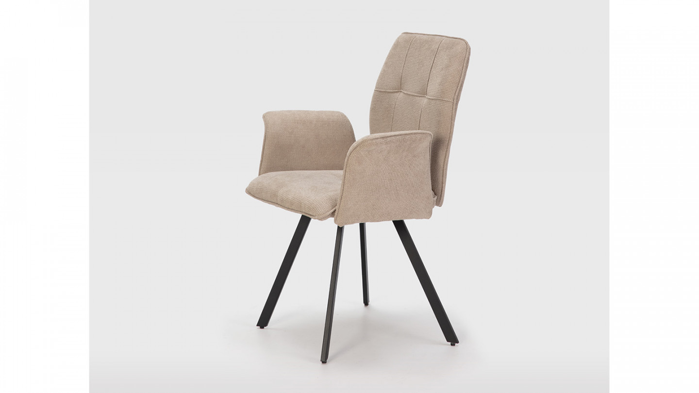 Lot de 2 fauteuils de salle à manger en tissu gris clair - Alann