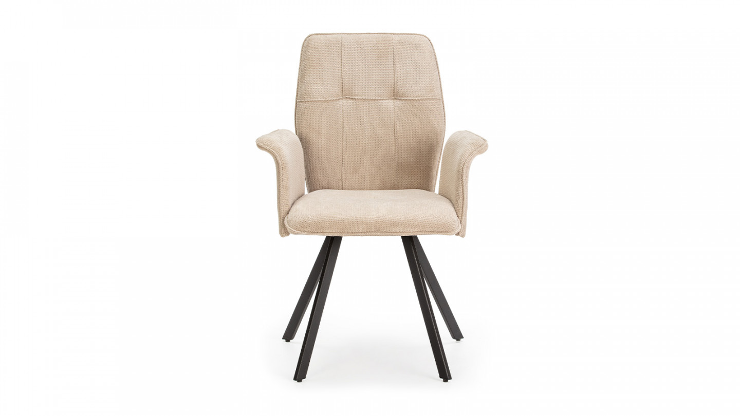 Lot de 2 fauteuils de salle à manger en tissu gris clair - Alann