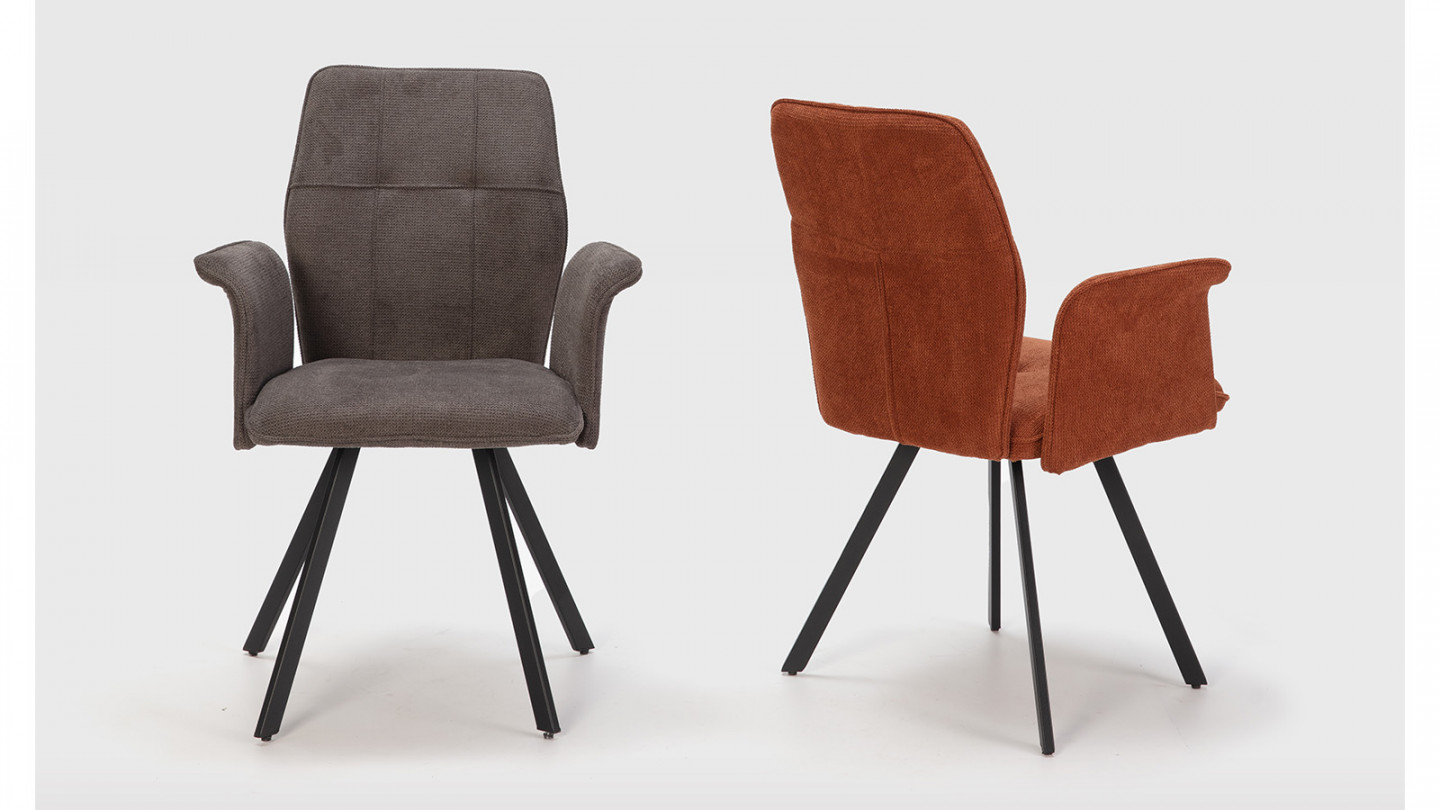 Lot de 2 fauteuils de salle à manger en tissu marron - Alann