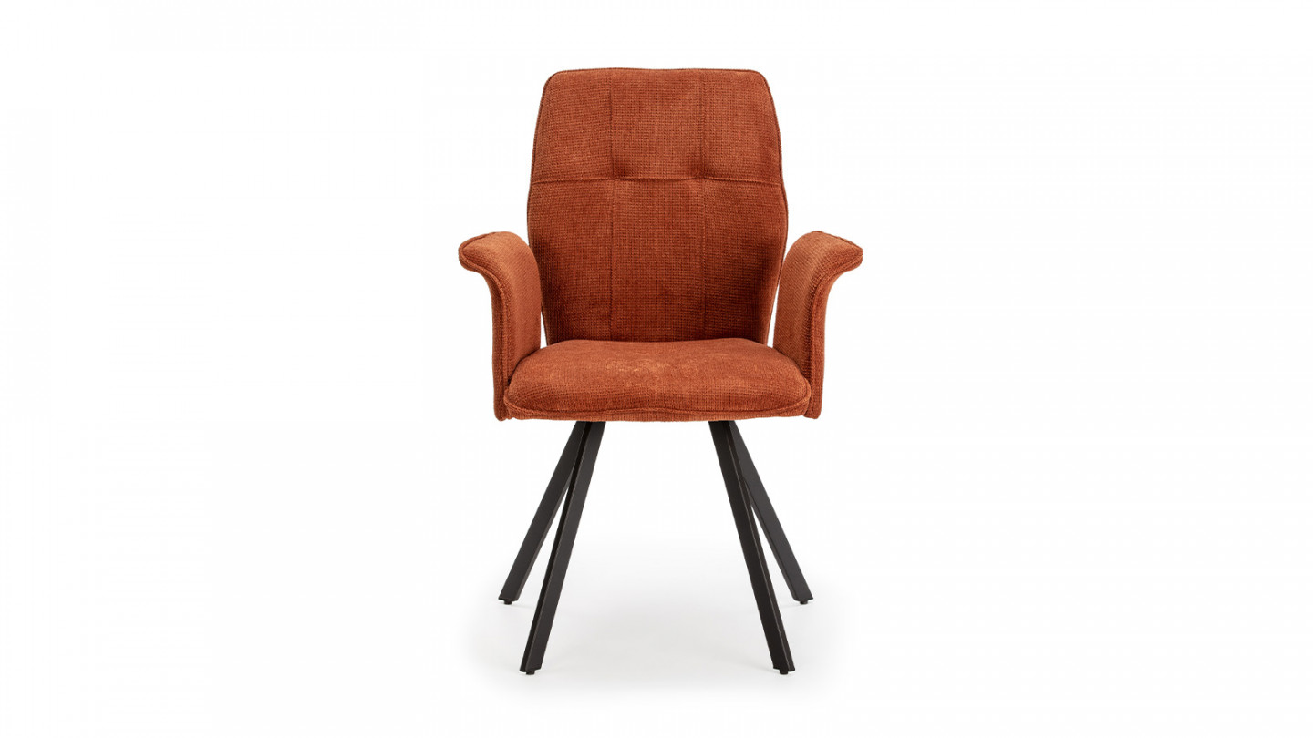 Lot de 2 fauteuils de salle à manger en tissu marron - Alann