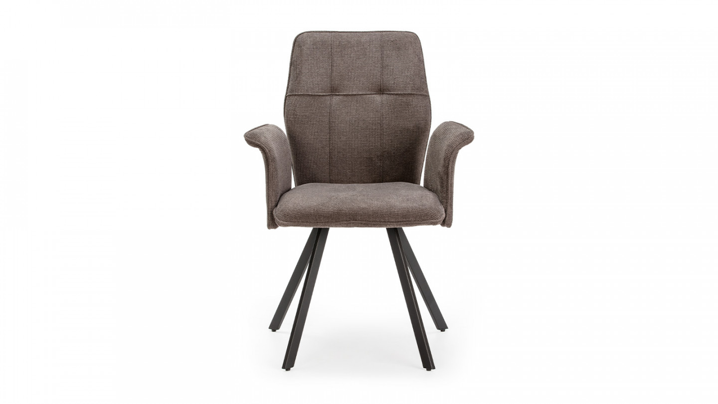 Lot de 2 fauteuils de salle à manger en tissu gris foncé - Alann
