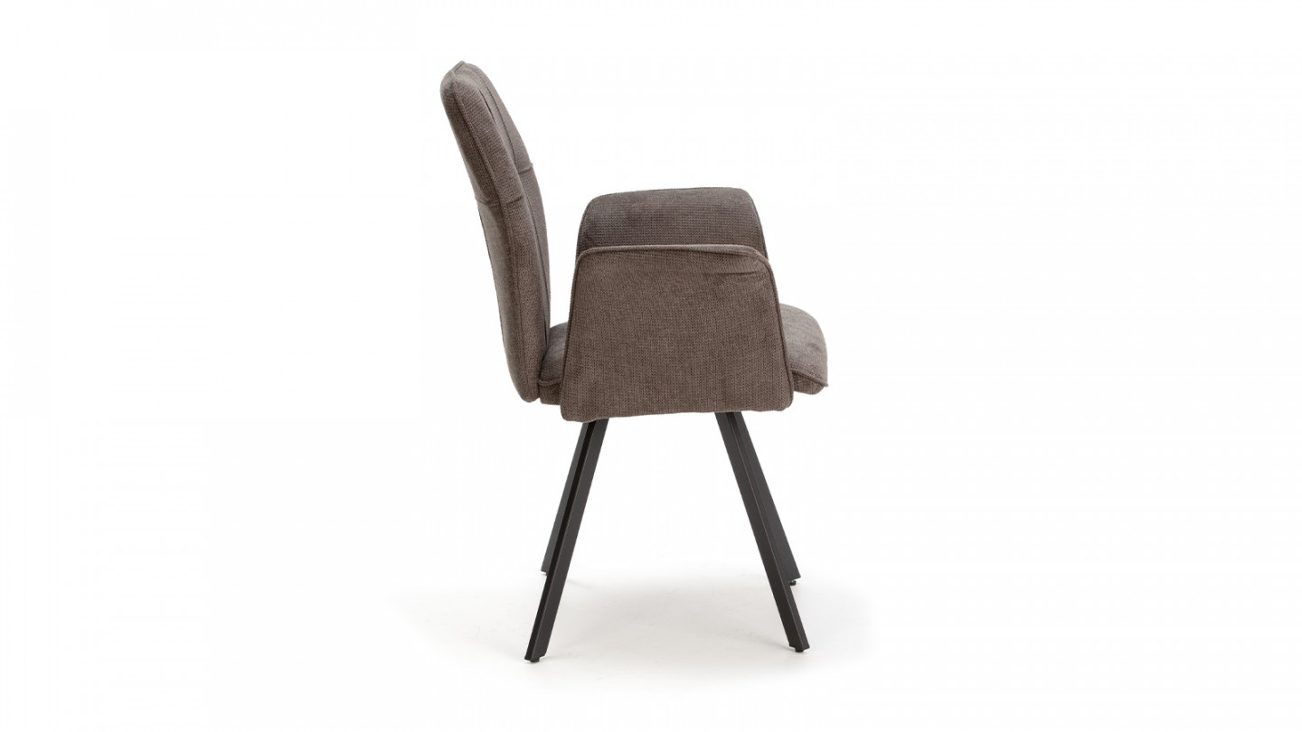 Lot de 2 fauteuils de salle à manger en tissu gris foncé - Alann