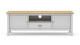 Meuble TV 2 portes 1 tiroir en pin massif blanc / effet chêne 158 cm - Macha