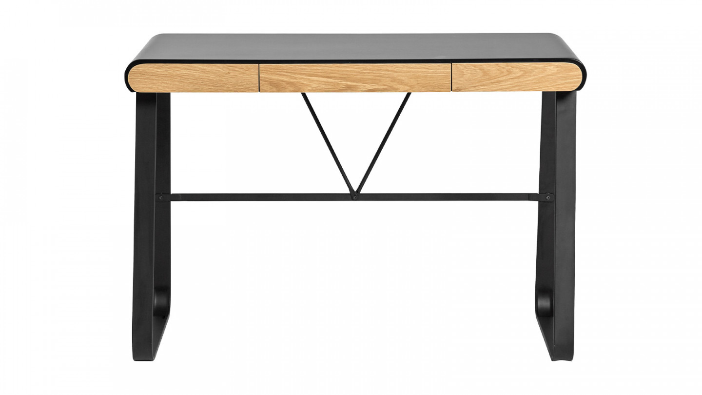 Bureau 3 tiroirs noir / effet chêne 110 cm - Aya