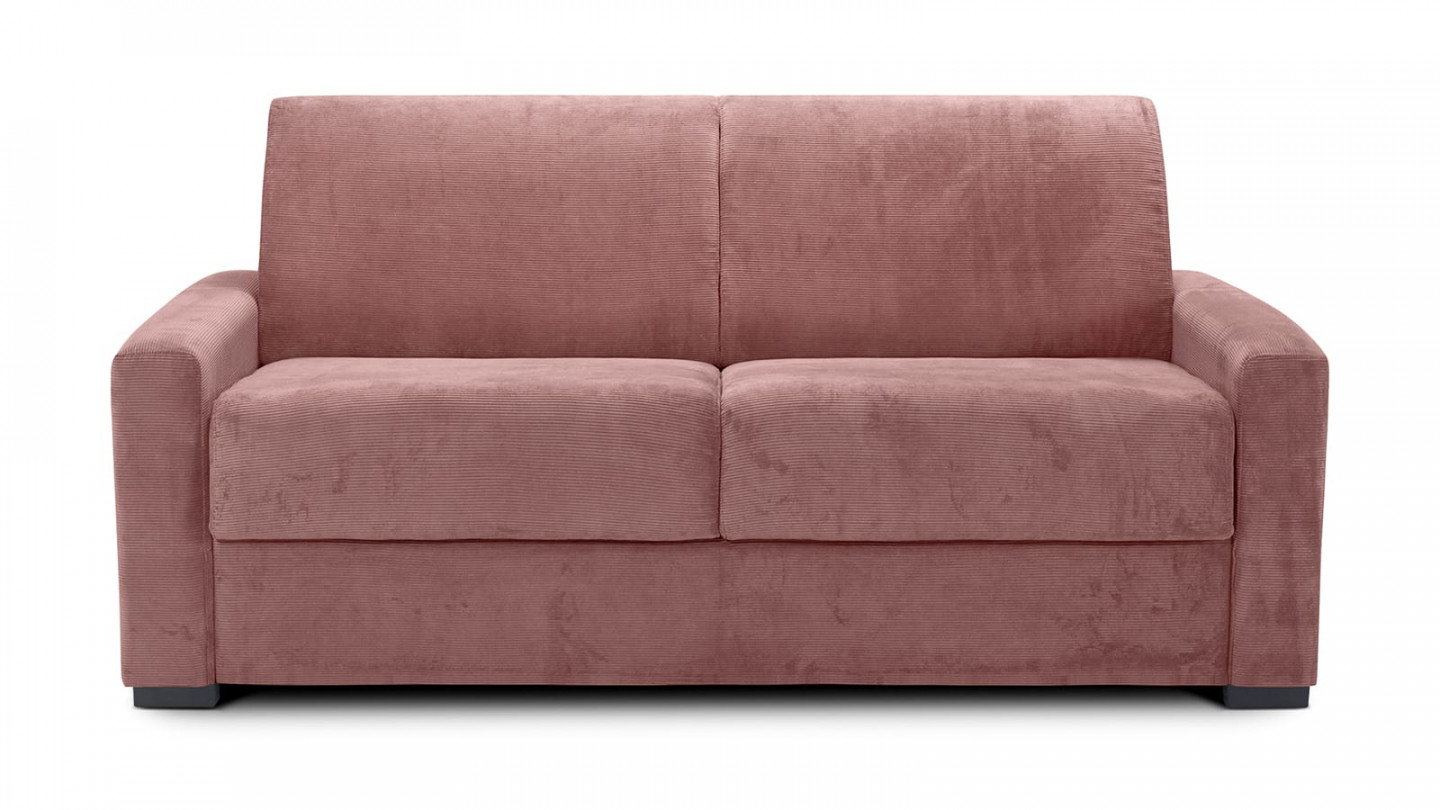 Canapé convertible 3 places en velours côtelé terracotta - collection Anzio Canapé convertible 3 places en velours côtelé terracotta - collection Anzio