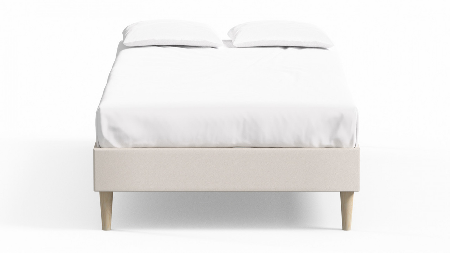 Lit adulte 90x200 en velours beige - Dina