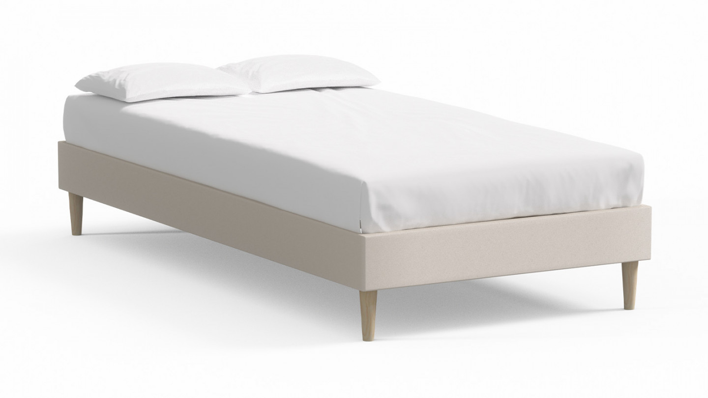 Lit adulte 90x200 en velours beige - Dina