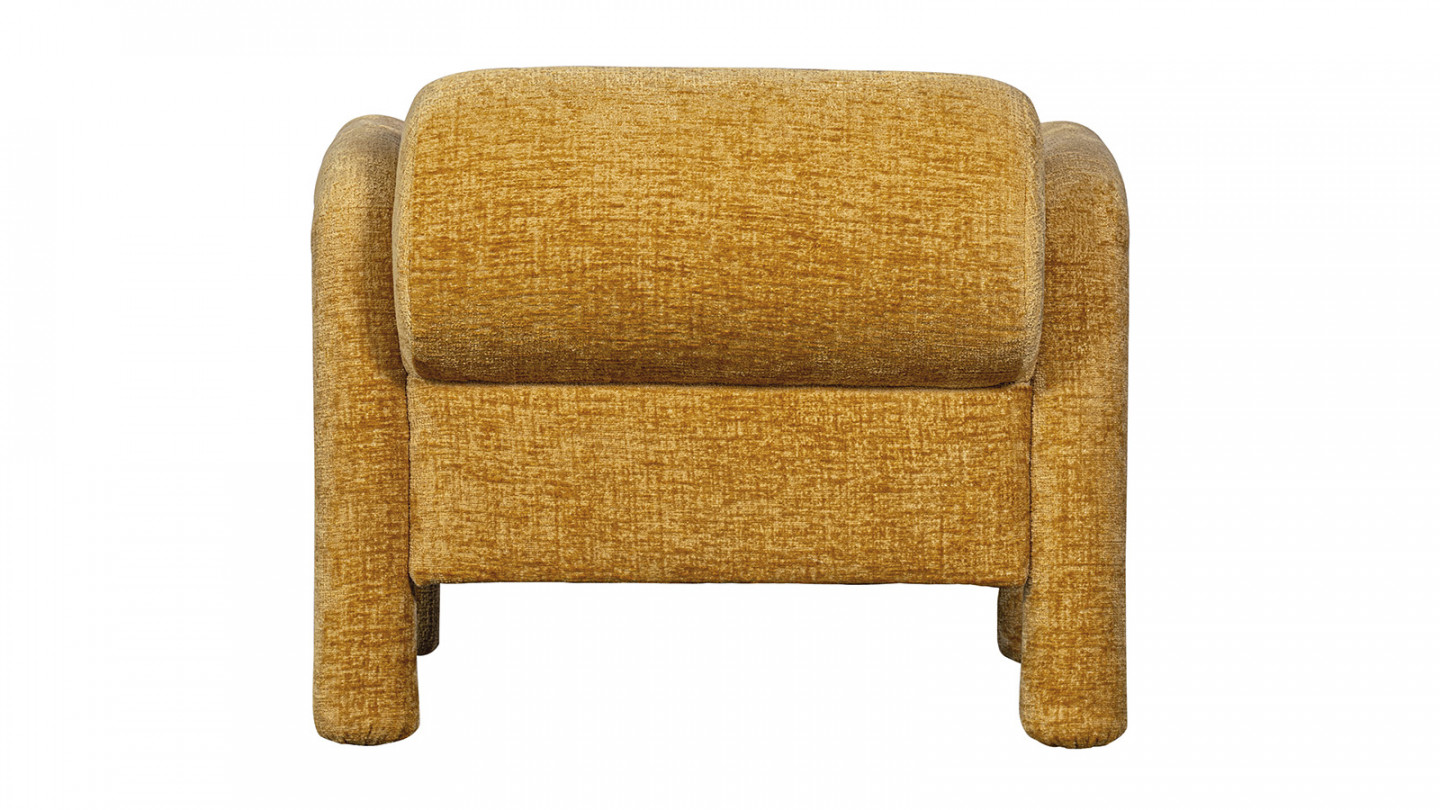 Fauteuil design en tissu chenille jaune - Lenny