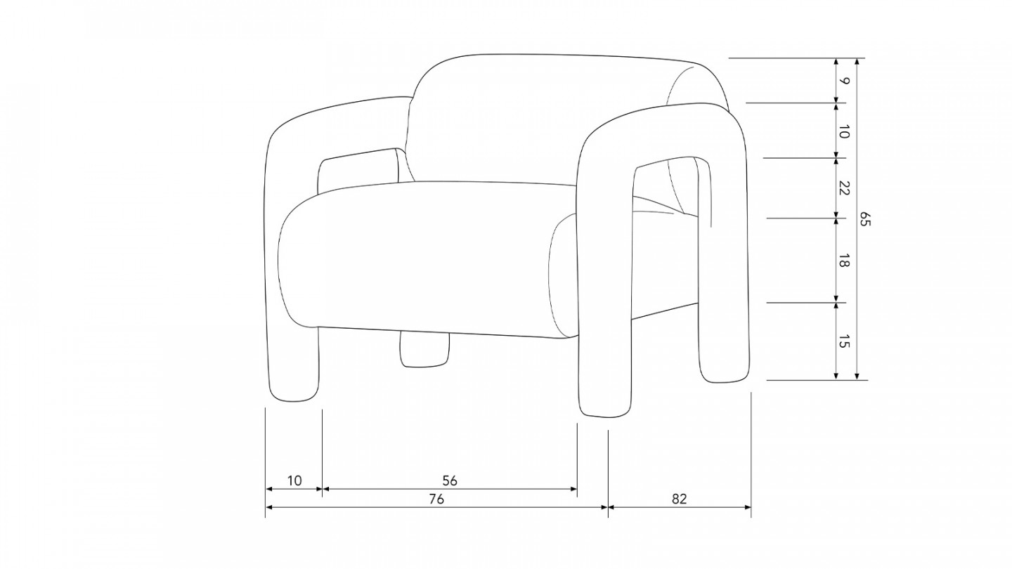 Fauteuil design en tissu chenille beige - Lenny