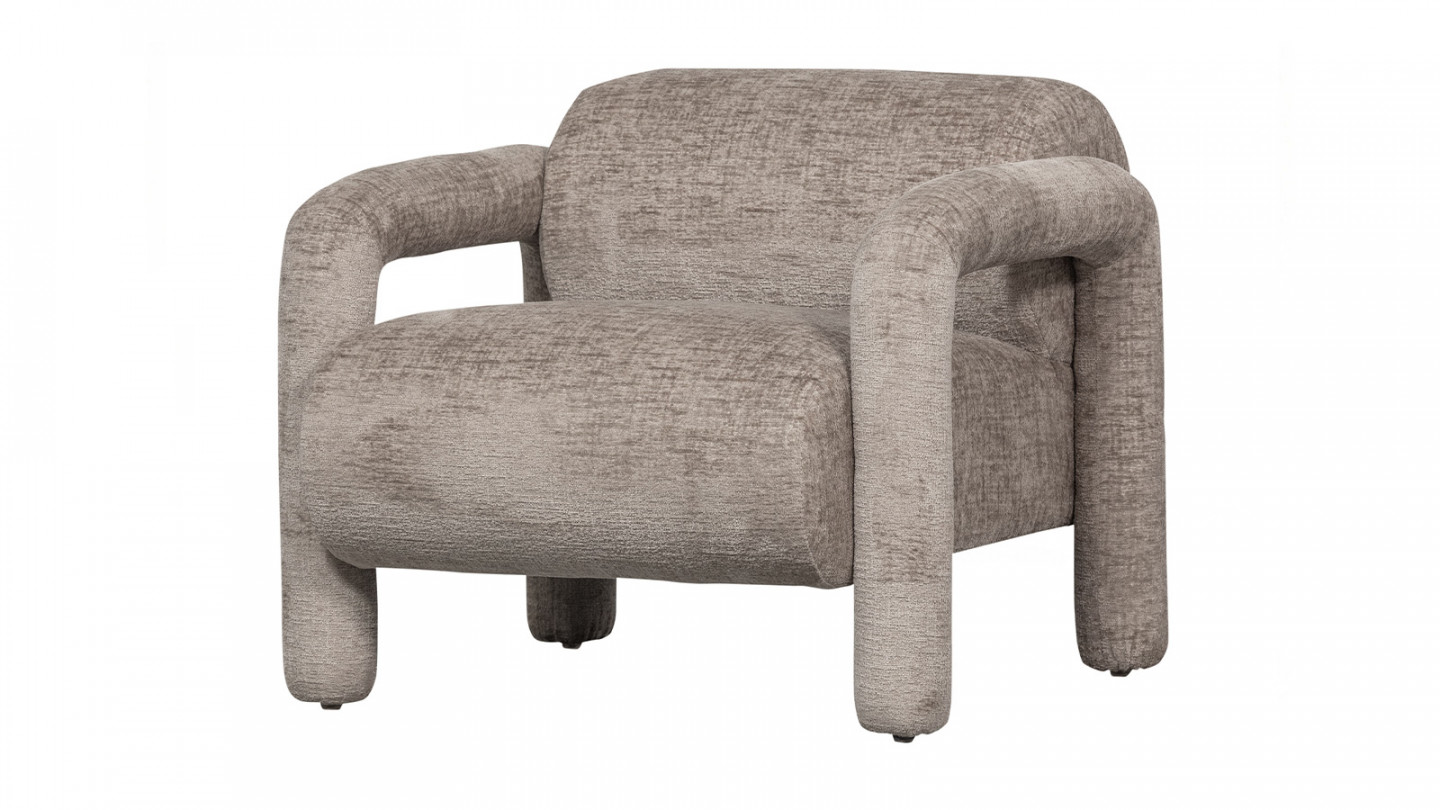 Fauteuil design en tissu chenille beige - Lenny