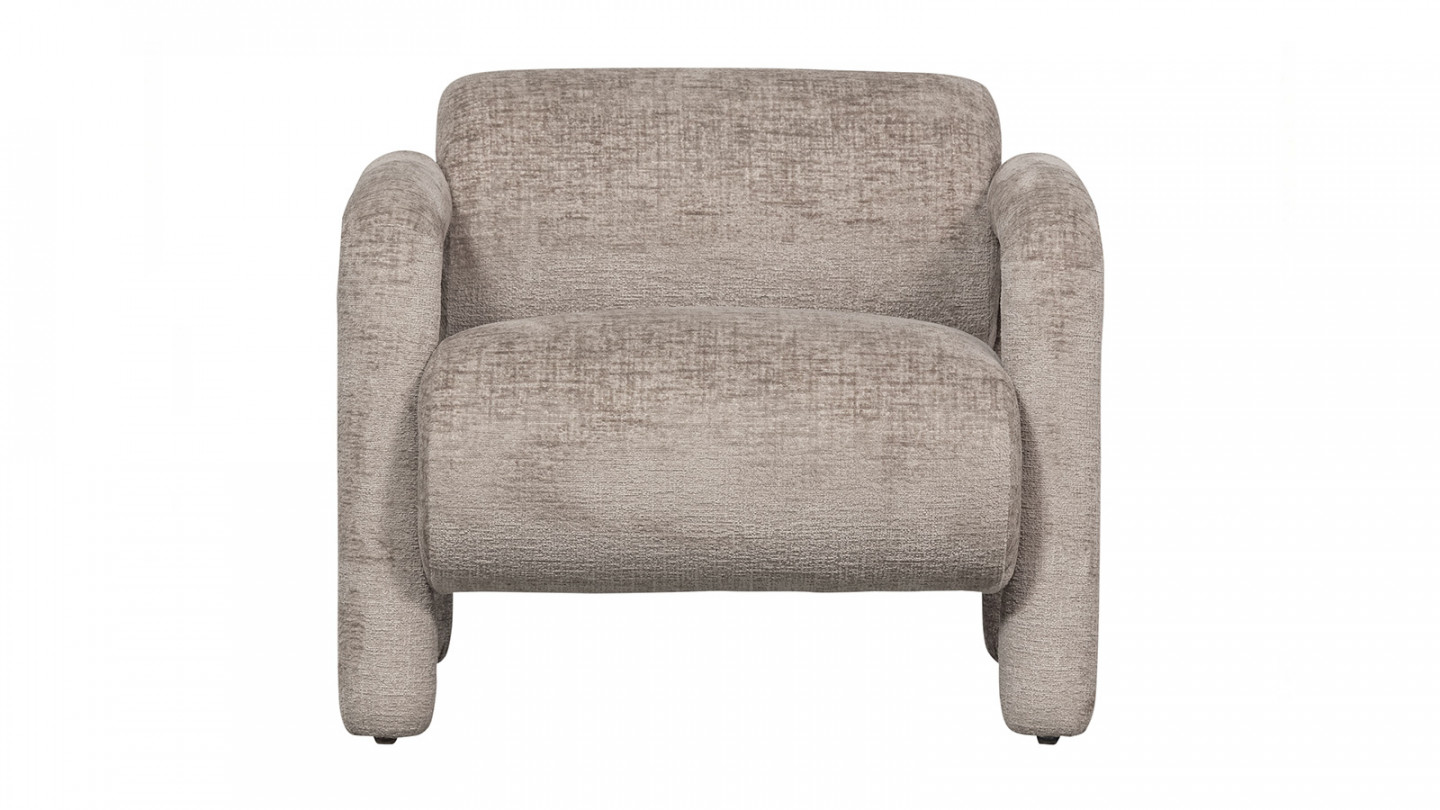 Fauteuil design en tissu chenille beige - Lenny