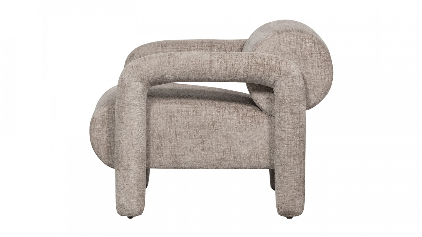 Fauteuil design en tissu chenille beige - Lenny