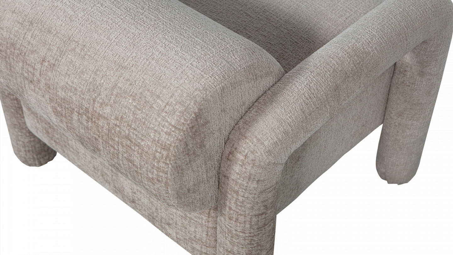 Fauteuil design en tissu chenille beige - Lenny