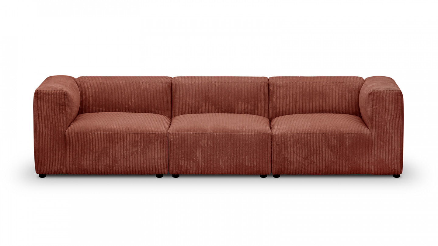 Canapé modulable 4 places en velours côtélé rouille - Modulo New Canapé modulable 4 places en velours côtélé rouille - Modulo New
