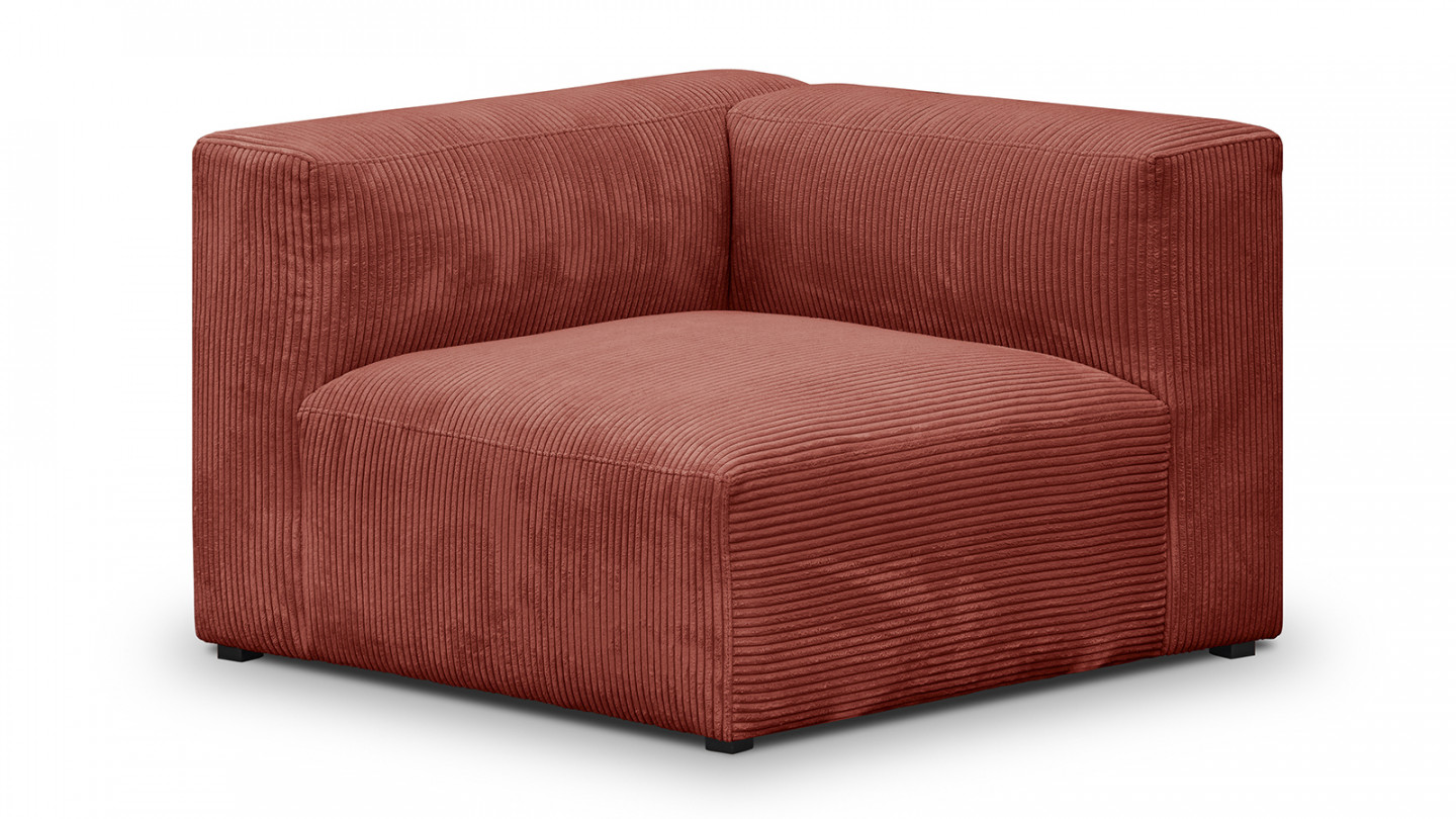 Canapé modulable 4 places en velours côtélé rouille - Modulo New Canapé modulable 4 places en velours côtélé rouille - Modulo New