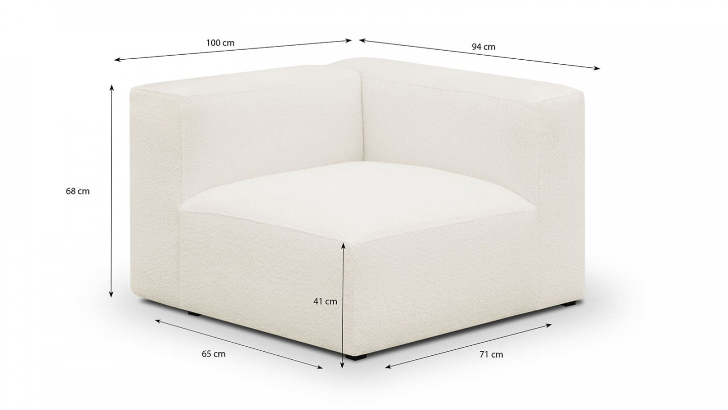 Canapé modulable 4 places en tissu bouclette écru - Modulo