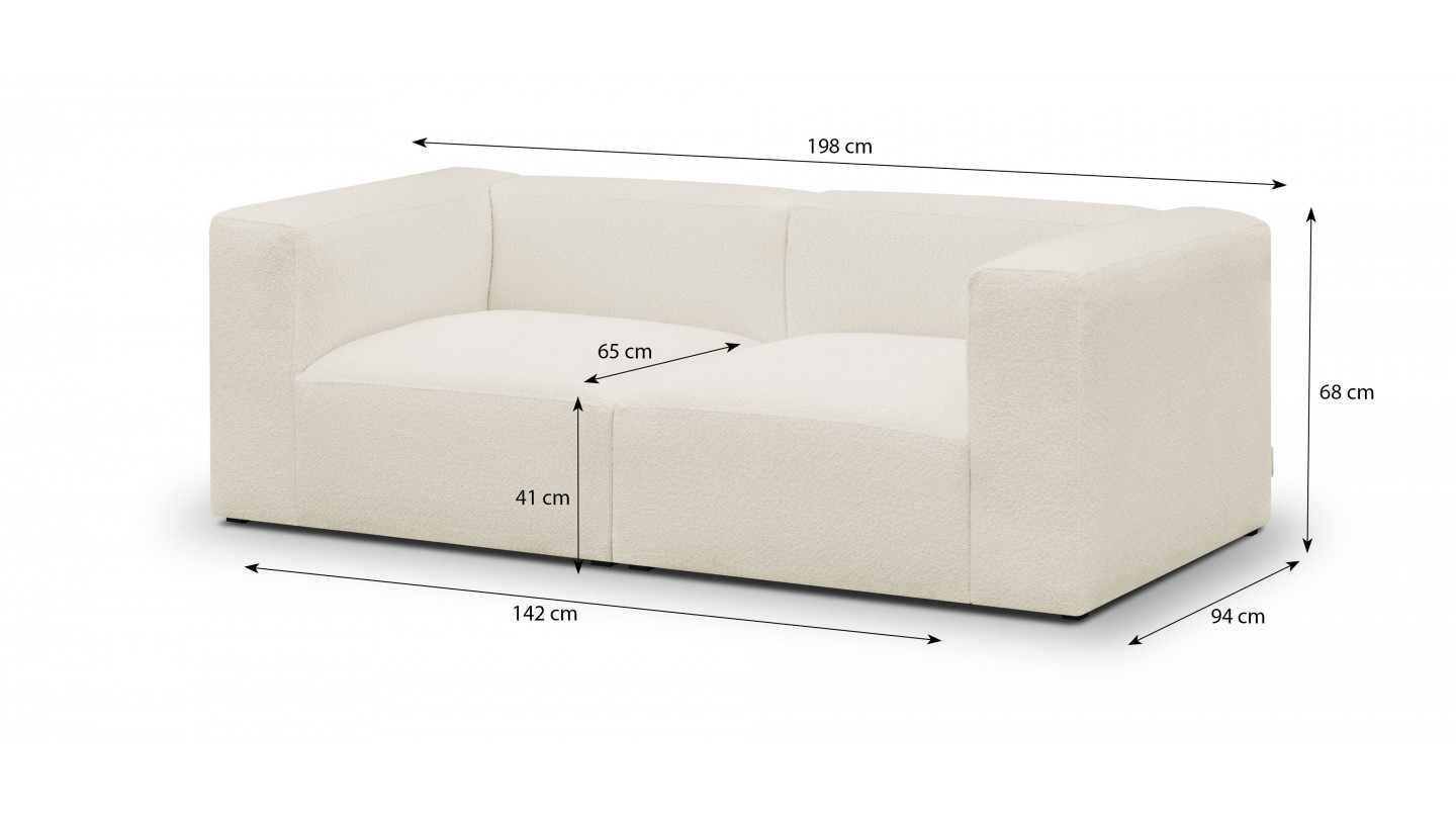 Canapé modulable 3 places en tissu bouclette écru - Modulo