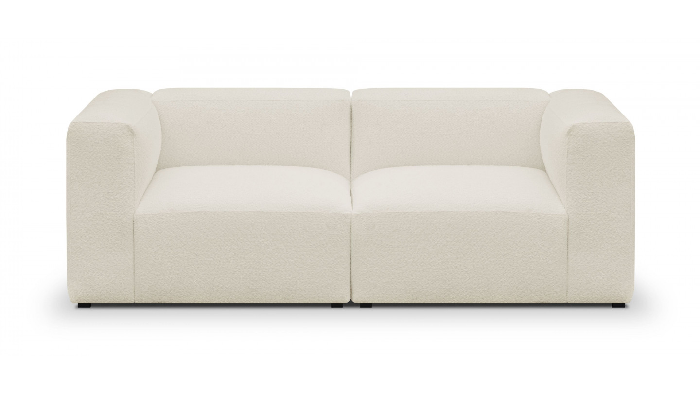 Canapé modulable 3 places en tissu bouclette écru - Modulo Canapé modulable 3 places en tissu bouclette écru - Modulo