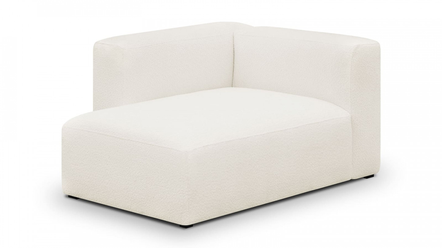 Canapé d'angle à gauche modulable avec méridienne 4 places en tissu bouclette écru - Modulo Canapé d'angle à gauche modulable avec méridienne 4 places en tissu bouclette écru - Modulo