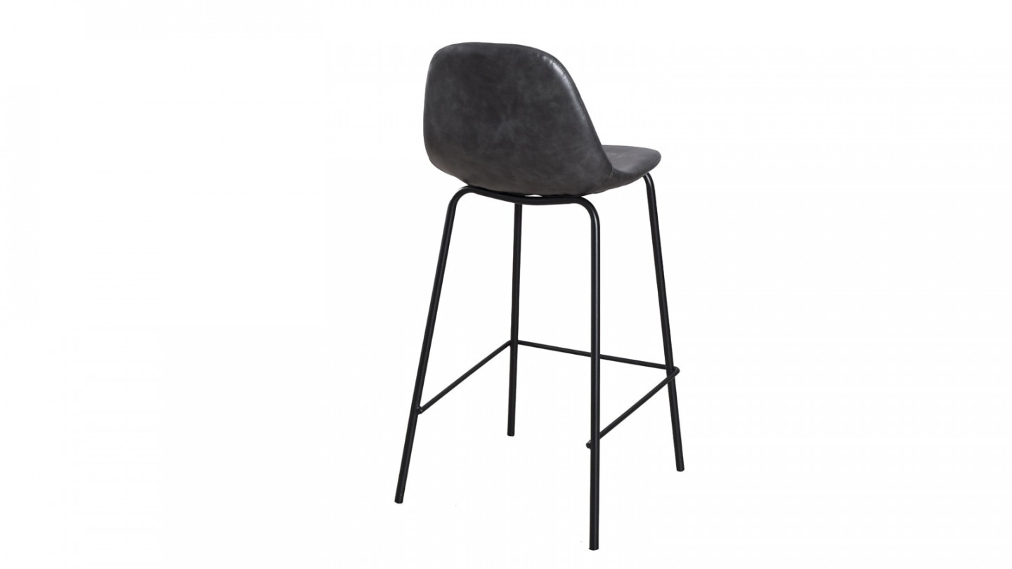 Lot de 2 chaises de bar John en simili cuir noir - Collection Tom