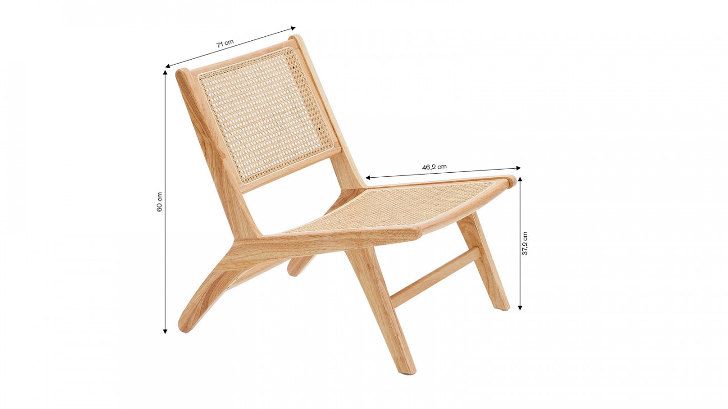 Fauteuil lounge en bois massif et rotin - Zuma