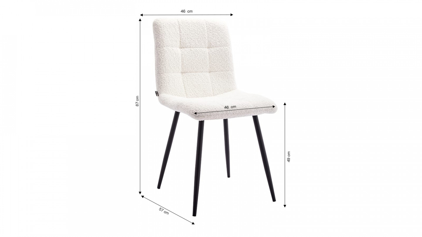 Lot de 2 chaises en tissu bouclette beige, piètement noir - Iggy