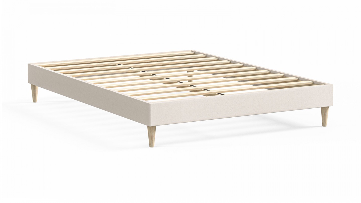 Ensemble lit adulte 140x190 cm en velours beige Dina + Matelas mémoire de forme Memo HR