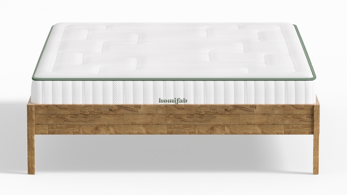 Ensemble lit adulte 180x200 cm en chêne massif Aina + Matelas Latex naturel Latex Luxury