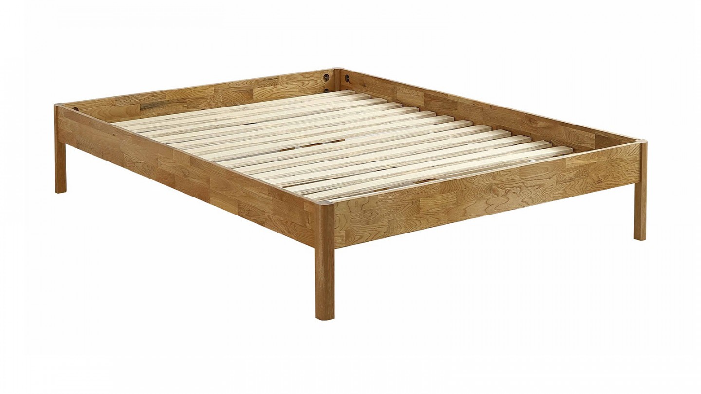 Ensemble lit adulte 160x200 cm en chêne massif Aina + Matelas mémoire de forme Memo HR