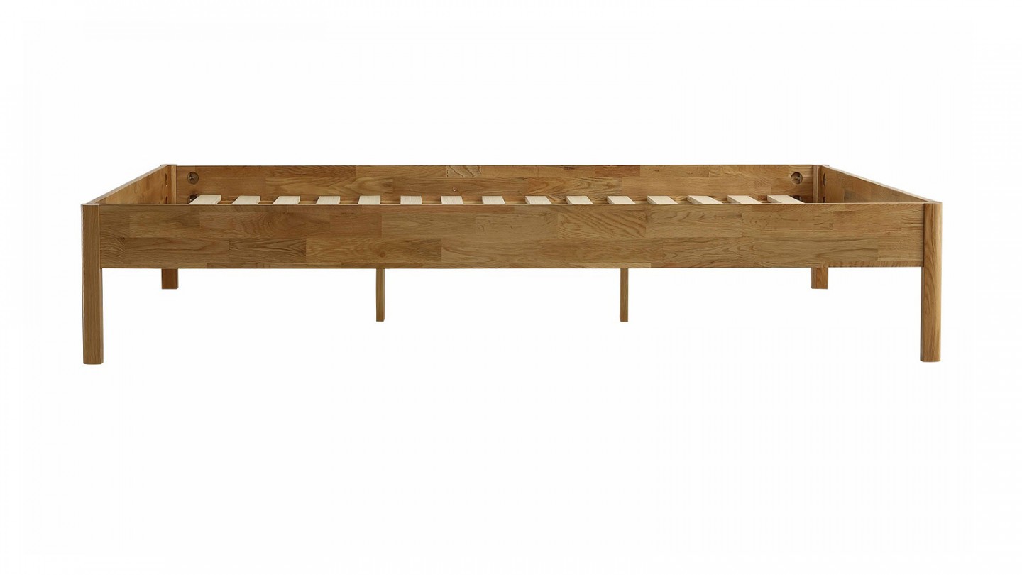 Ensemble lit adulte 160x200 cm en chêne massif Aina + Matelas mémoire de forme Memo HR