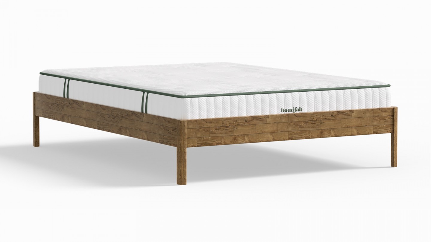 Ensemble lit adulte 180x200 cm en chêne massif Aina + Matelas Latex naturel et ressorts ensachés