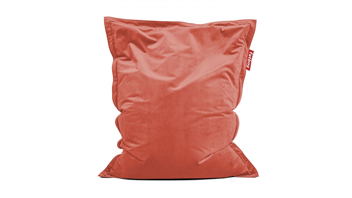 Pouf d'intérieur en velours rhubarb - Original Slim Teddy