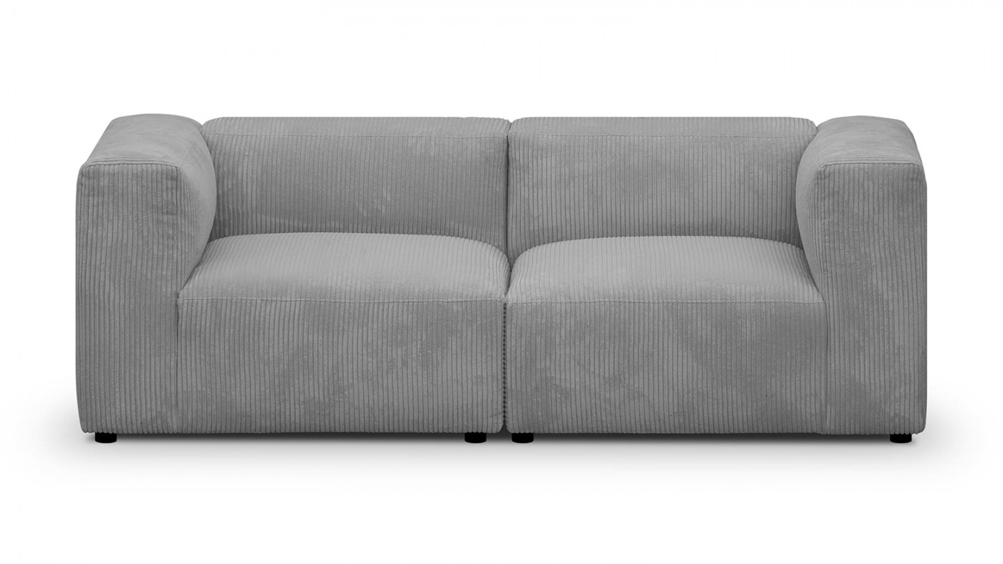 Canapé modulable 3 places en velours côtélé gris clair - Modulo Canapé modulable 3 places en velours côtélé gris clair - Modulo