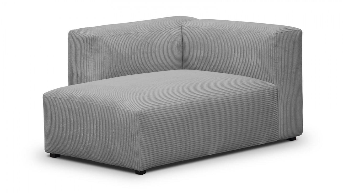 Canapé d'angle à gauche modulable avec méridienne 4 places en velours côtelé gris clair - Modulo Canapé d'angle à gauche modulable avec méridienne 4 places en velours côtelé gris clair - Modulo