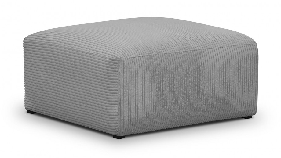 Pouf / repose-pieds modulable en velours côtelé gris clair - Modulo